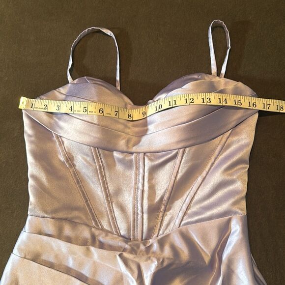 Women’s Purple Full Length Prom Party Dress Criss Cross Straps Leg Slit Size 4 - Picture 13 of 13